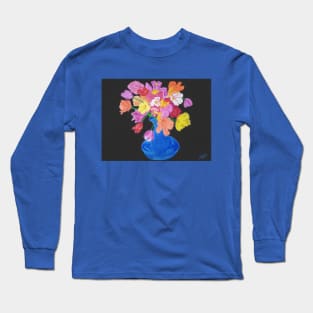 Colorful Flowers in a Blue Vase Long Sleeve T-Shirt